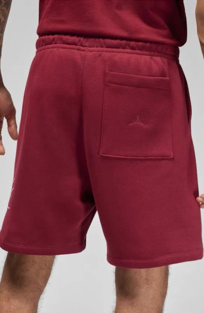 Shop Jordan Fleece Sweat Shorts In Team Red/ White