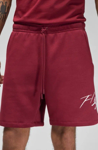 Shop Jordan Fleece Sweat Shorts In Team Red/ White