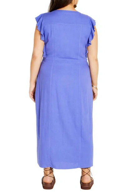 Shop City Chic Jada Ruffle Sleeve Dress In Lilac