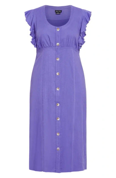 Shop City Chic Jada Ruffle Sleeve Dress In Lilac