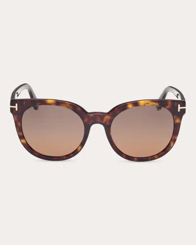 Shop Tom Ford Women's Dark Havana Moira Polarized Round Sunglasses In Brown