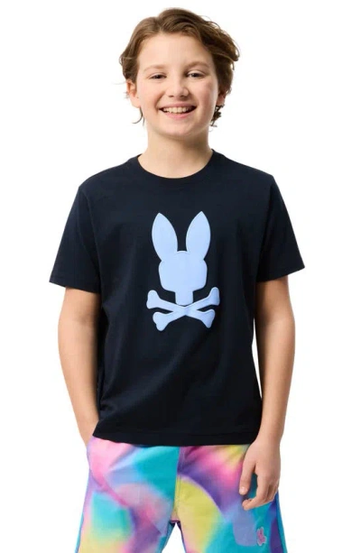 Shop Psycho Bunny Kids' Houston Pima Cotton Graphic T-shirt In Navy