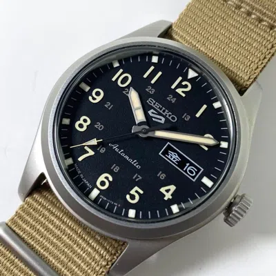 Pre-owned Seiko 5 Sports Sbsa117 Field Style Beige Automatic Mechanical Men's Watch