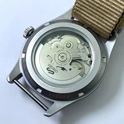 Pre-owned Seiko 5 Sports Sbsa117 Field Style Beige Automatic Mechanical Men's Watch
