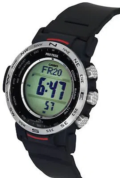 Pre-owned Casio Pro Trek Climber Line Radio-controlled Compass Prw-35-1a 100m Mens Watch