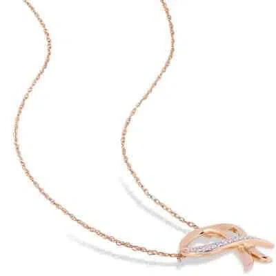 Pre-owned Amour 0.05 Ct Tw Diamond Cursive Open Heart Necklace In 10k Rose Gold In Check Description