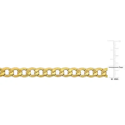 Pre-owned Amour Men's 20 Inch Curb Link Chain Necklace In 10k Yellow Gold (7 Mm)