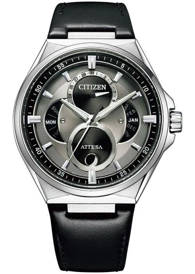 Pre-owned Citizen Attesa Bu0060-09h Eco-drive Triple Calendar Moon Data Titanium Fast Ship