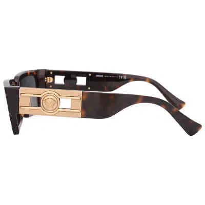 Pre-owned Versace Dark Grey Rectangular Unisex Sunglasses Ve4459 108/87 54 Ve4459 108/87 In Gray