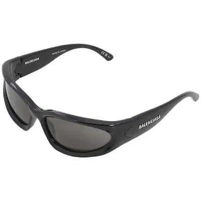 Pre-owned Balenciaga Grey Wrap Men's Sunglasses Bb0157s 001 65 Bb0157s 001 65 In Gray