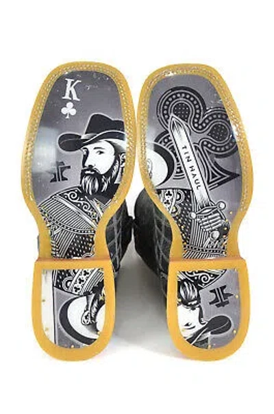 Pre-owned Tin Haul Mens King Of Clubs Multi-color Leather Cowboy Boots In Multicolor