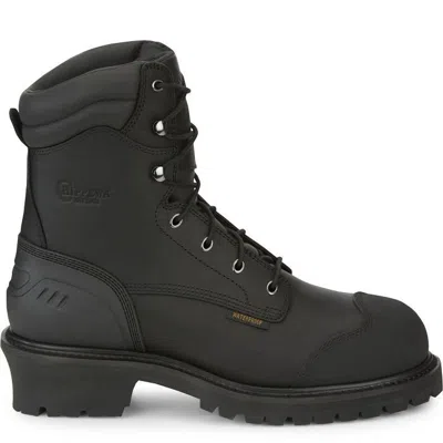 Pre-owned Chippewa Men's 55058 8" Waterproof Comp Toe Insulated Eh Logger Boots, Size 8 Xw In Black Oiled (black)