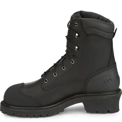 Pre-owned Chippewa Men's 55058 8" Waterproof Comp Toe Insulated Eh Logger Boots, Size 8 Xw In Black Oiled (black)