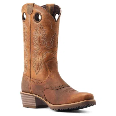 Pre-owned Ariat Men's Style No. 10044565 Hybrid Roughstock Square Toe Western Boot In Brown