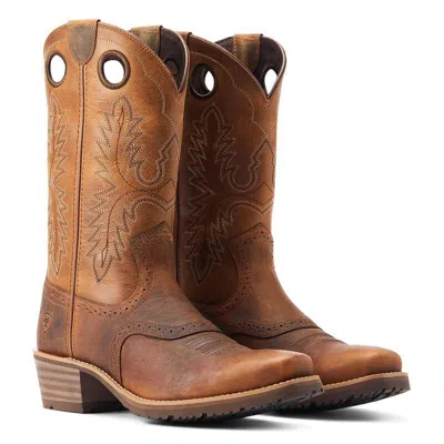 Pre-owned Ariat Men's Style No. 10044565 Hybrid Roughstock Square Toe Western Boot In Brown