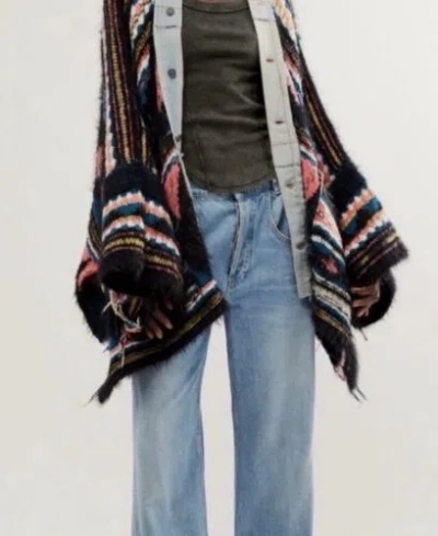 Pre-owned Free People Running Wild Poncho M/l In Multicolor