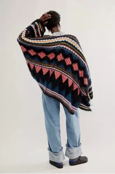 Pre-owned Free People Running Wild Poncho M/l In Multicolor