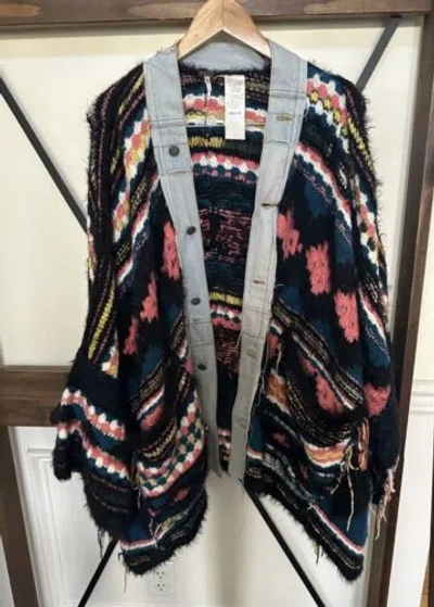 Pre-owned Free People Running Wild Poncho M/l In Multicolor