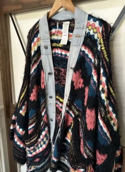Pre-owned Free People Running Wild Poncho M/l In Multicolor