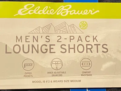 Pre-owned Eddie Bauer Men's 2-pack Lounge Shorts Size S Small Navy Heather Charcoal Gray In Navy Heather Gray