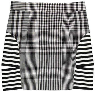 Pre-owned Burberry Ladies Black Stripe And Check Technical Mini Skirt, Brand Size 8 (us