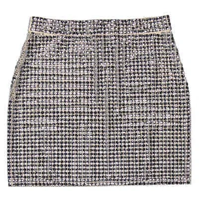 Pre-owned Burberry Ladies Pale Biscuit Crystal-embellished Mini Skirt In Check Description