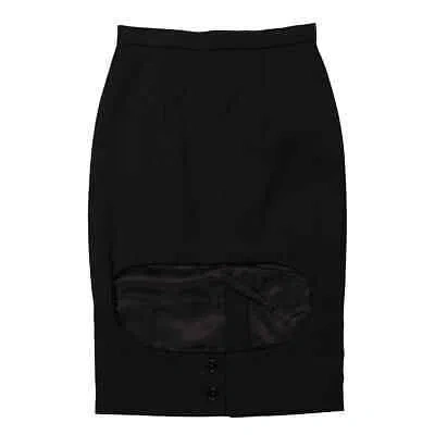 Pre-owned Burberry Ladies Black Step-through High-waisted Skirt
