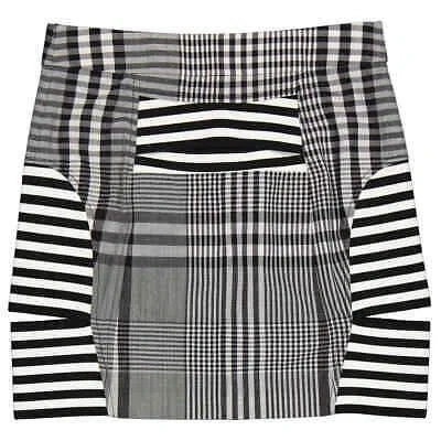 Pre-owned Burberry Ladies Black Stripe And Check Technical Mini Skirt, Brand Size 8 (us