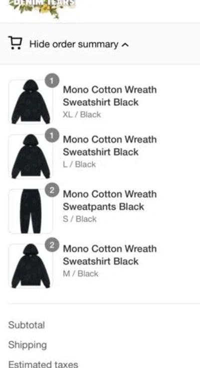 Pre-owned Denim Tears Cotton Wreath Monochrome Black Sweatpants Size Small