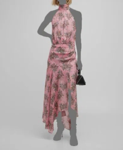 Pre-owned Veronica Beard $699  Women's Pink Silk Paisley Asymmetric Leia Dress Size 10