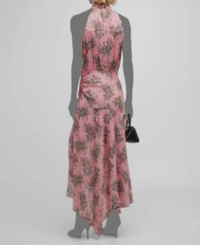 Pre-owned Veronica Beard $699  Women's Pink Silk Paisley Asymmetric Leia Dress Size 10