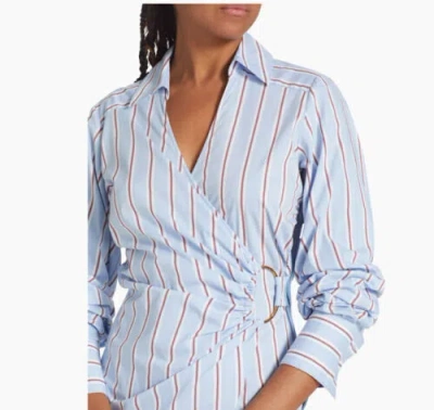 Pre-owned Veronica Beard Afton Multi Blue Striped Dress Og $498