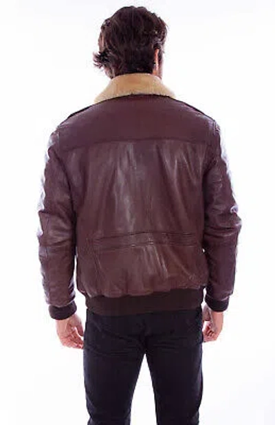 Pre-owned Scully Mens Aviation Bomber Brown Leather Leather Jacket