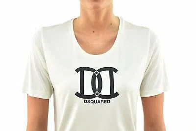 Pre-owned Dsquared2 T-shirt Cream Woman Silk Print Rubber Mod.s72gc0754s21498012 In White