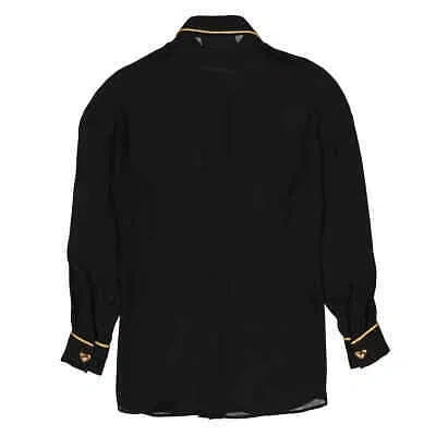 Pre-owned Moschino Ladies Black Long-sleeve Teddy Button Silk Shirt, Brand Size 38 (us