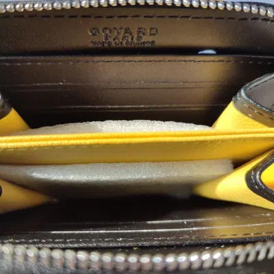 Pre-owned Goyard Unused Bifold Wallet Black Pvc Leather Herringbone Box Bag France