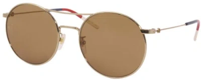 Pre-owned Gucci Gg0680s-003 Unisex Round Designer Sunglass Gold Blue Red White/brown 56 Mm In Multicolor