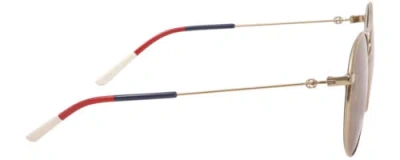 Pre-owned Gucci Gg0680s-003 Unisex Round Designer Sunglass Gold Blue Red White/brown 56 Mm In Multicolor