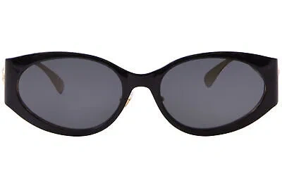 Pre-owned Versace Ve2263 143387 Sunglasses Women's Black/dark Grey Oval Shape 56mm In Gray