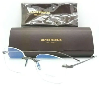 Pre-owned Oliver Peoples Finne Rx Frame Ov1227 5244 49mm Rimless Round Dark Optical Frame In No Lenses