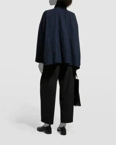 Pre-owned Eskandar $650  Women Black Velvet Pinstripe Blouse Shirt Top Shirt Size 1