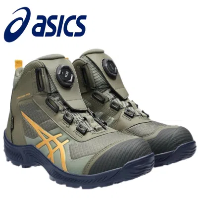 Pre-owned Asics Safety Shoes Winjob Cp604 G-tx Boa Green Work Shoes Wide Size 6.5-11.5 In Green / Mantle Green X Tiger Yellow