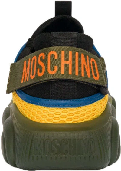 Pre-owned Moschino Men's  Couture Logo Tape Teddy Shoes Luxury Sneaker In Multicolor