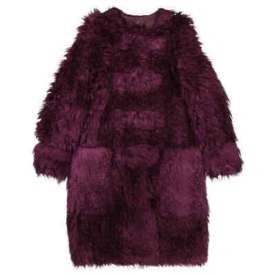 Pre-owned Burberry Ladies Deep Maroon Montgomery Faux Fur Ear Applique Tailored Coat In Red