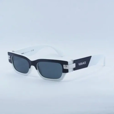 Pre-owned Versace Ve4465 545987 Top Black/white/dark Grey 53-18-145 Sunglasses Auth... In Gray