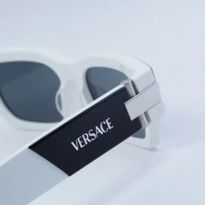Pre-owned Versace Ve4465 545987 Top Black/white/dark Grey 53-18-145 Sunglasses In Gray
