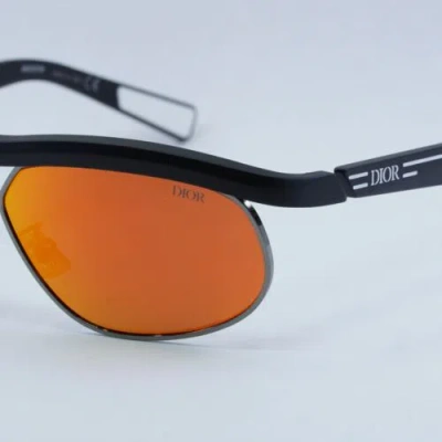 Pre-owned Dior Ider S1u I1k7 Matte Black/orange Mirrored 60-12-135 Sunglasses A...