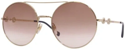 Pre-owned Gucci Gg0878s-003 Women Sunglasses Gold Metallic Blue/orange Brown Gradient 59mm In Multicolor