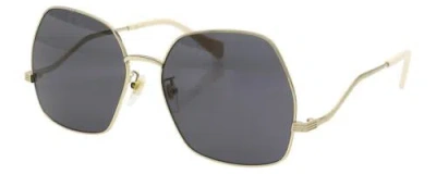 Pre-owned Gucci Gg0972s-001 Women Hexagonal Designer Sunglasses Gold Ivory White/grey 60mm In Multicolor