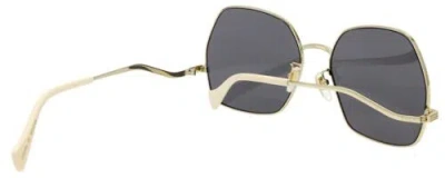 Pre-owned Gucci Gg0972s-001 Women Hexagonal Designer Sunglasses Gold Ivory White/grey 60mm In Multicolor